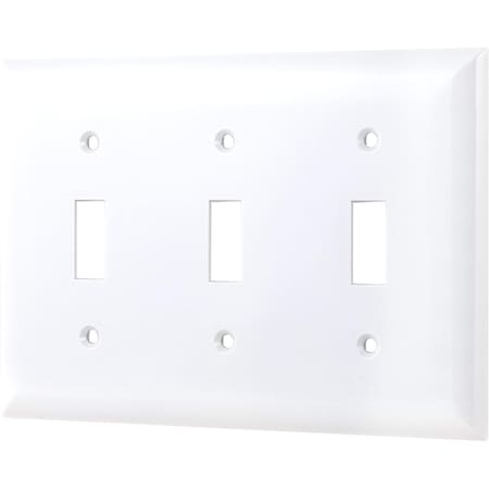 Jasco Power Gear Wallplate, Triple Switch, White Nylon 50166